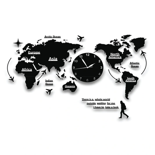 Flexyko Acrylic World Map Clock with Silent Clock